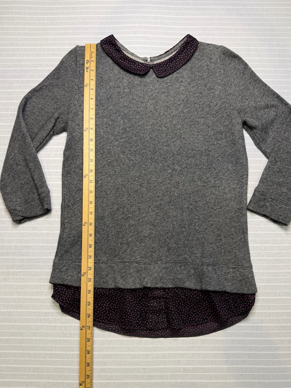 LOFT Layered Floral Collar Sweatshirt Top – Size Small 🌸 - Picture 4 of 8